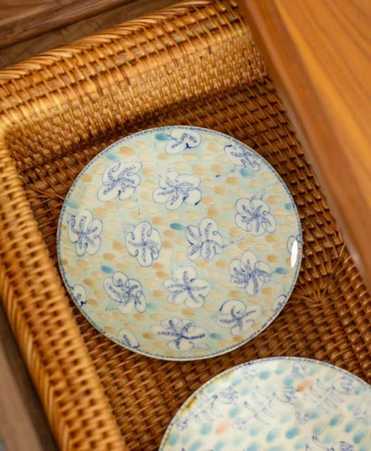 Blooming Grace – Underglaze Hand-Painted Floral Plate