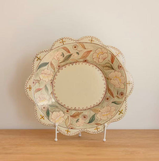 Lily Elegance – Underglaze Hand-Painted Dinner Plate