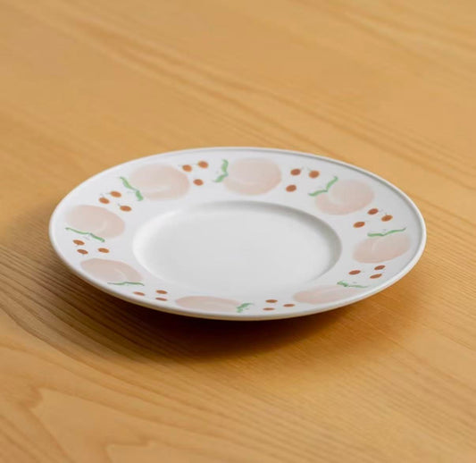 Peach Blossom – Underglaze Hand-Painted Snack Plate