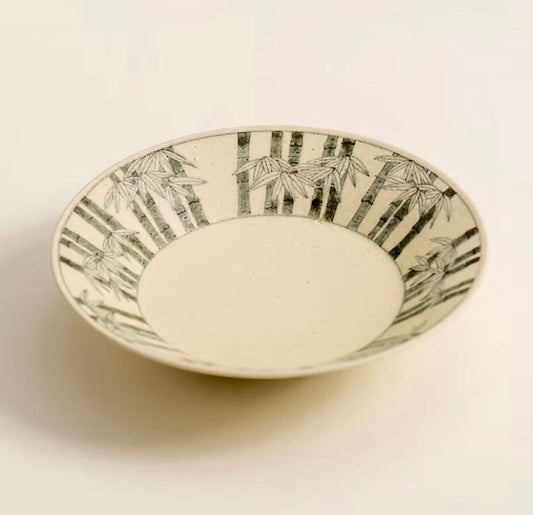 Bamboo Whisper – Blue & White Underglaze Tea Tray Plate