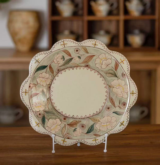 Lily Elegance – Underglaze Hand-Painted Dinner Plate