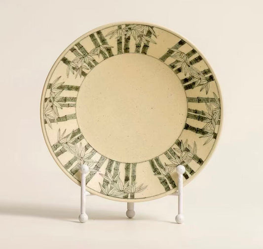 Bamboo Whisper – Blue & White Underglaze Tea Tray Plate