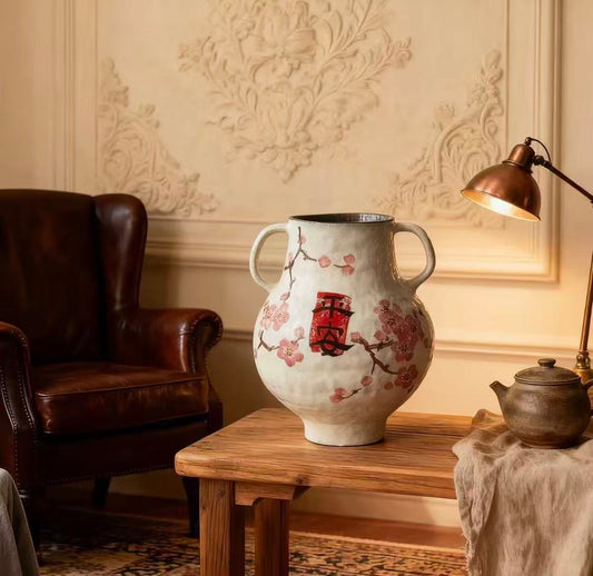 Twin Blessings – Jingdezhen Hand-Painted Ceramic Vase