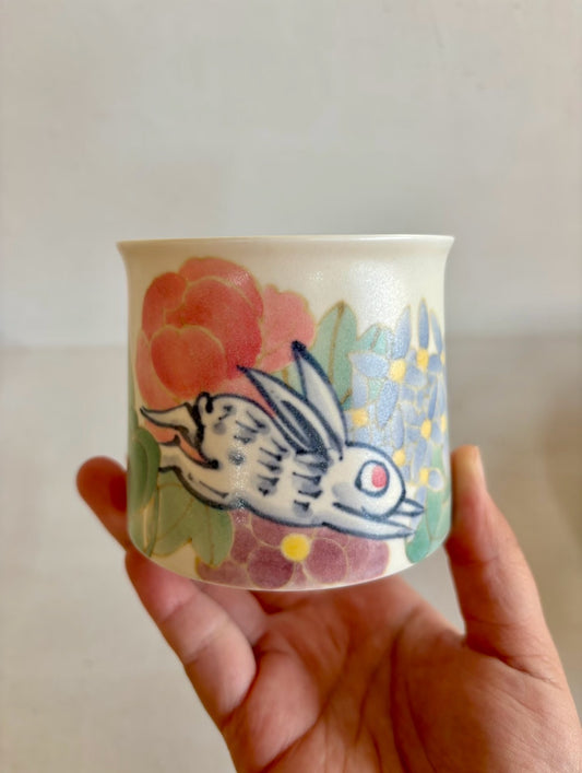 Meadow Bunny – Hand-Painted Vintage Floral Coffee Mug