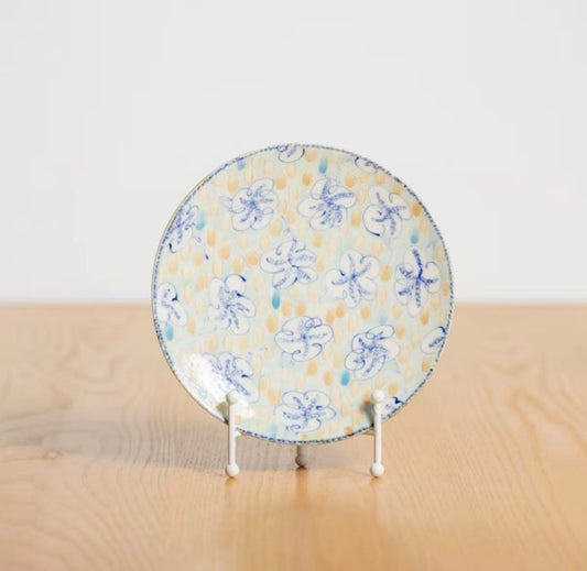 Blooming Grace – Underglaze Hand-Painted Floral Plate