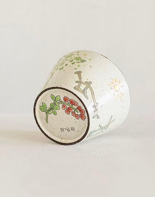Pastoral Tales – Underglaze Hand-Painted Tea & Milk Cup