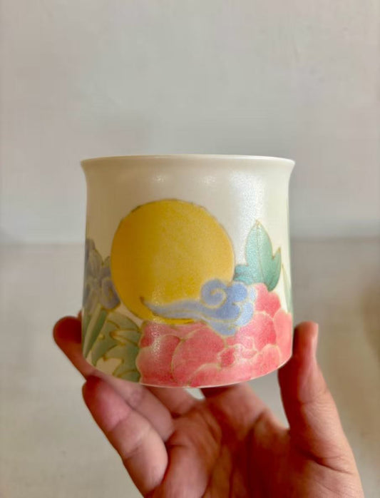 Meadow Bunny – Hand-Painted Vintage Floral Coffee Mug