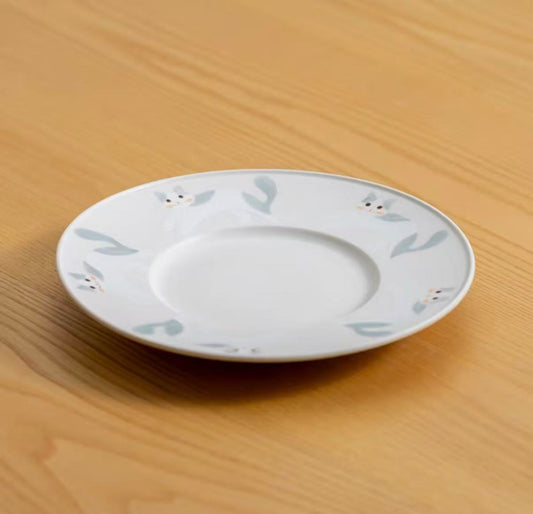 Misty Cat – Matte Underglaze Hand-Painted Dessert Plate