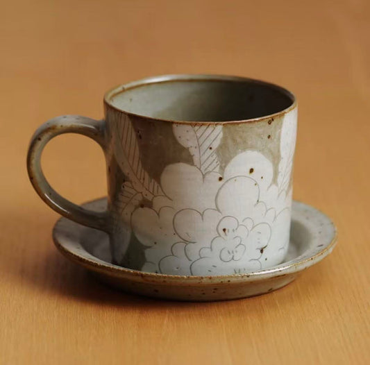 Soft Peony White – Minimalist Makeup Clay Cup & Saucer Set