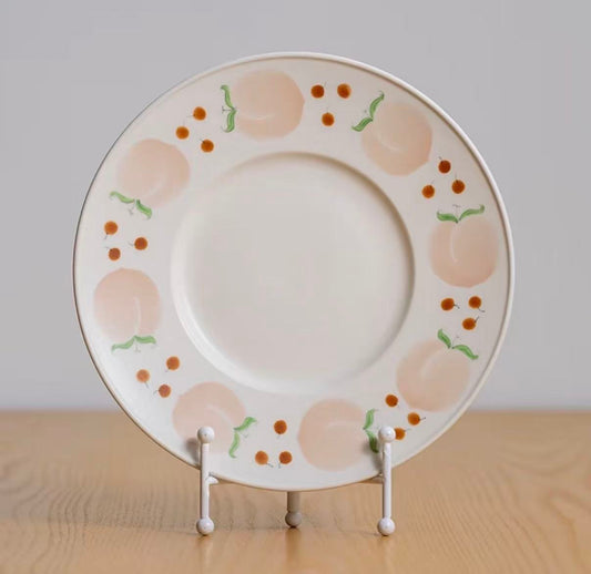 Peach Blossom – Underglaze Hand-Painted Snack Plate